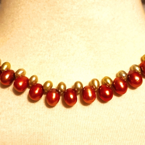 PriscillaJewels Jewelry - 925 Sterlung Silver Genuine Freshwater Pink & Green Pearl Necklace 18"